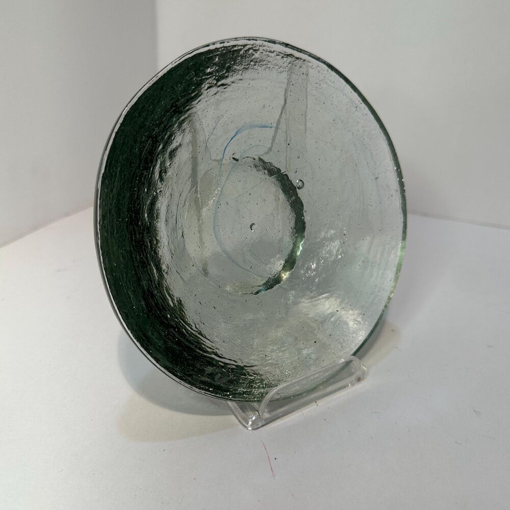 Vintage Clear Textured Glass Domed Disk Pillar Candle Holder (Fire and Ice?) - Picture 3 of 16